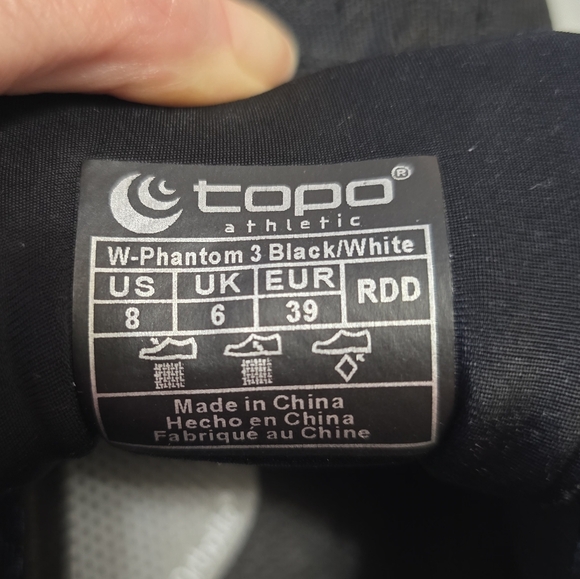 Topo Athletic Phantom 3 Running Shoe Black White W063-BW Women's 8 - Picture 9 of 9